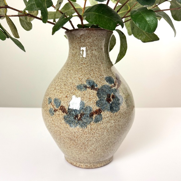 Old Time Pottery Floral Salt Glaze Speckled Ceramic Vase Vintage 80’s - Picture 1 of 11